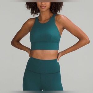 lululemon Wunder Train Longline Bra Deep Teal Sports Bra Size 4